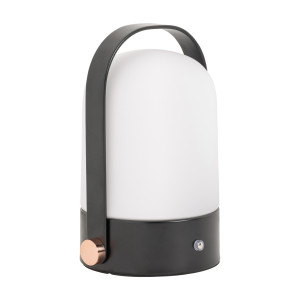 Lámpara de sobremesa kaila de estilo art deco, fabricado en hierro en color negro, combinado con cristal en color blanco.