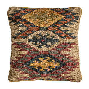 Cojín cuadrada keith, en color marrón killim, de estilo vintage. Fabricado en yute, combinado con poliéster. Producto desenfundable.