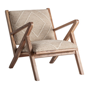 Sillón elgin de estilo vintage, fabricado en yute en color tonos en marrón, combinado con madera de mango en color marrón.