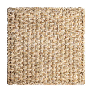 Panel decorativo Jealh de estilo boho, fabricado en fibra natural en color marrón, combinado con hierro.