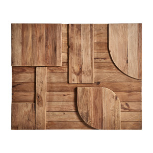 Panel decorativo Crissey de estilo contemporáneo, fabricado en madera de pino reciclado en color marrón.