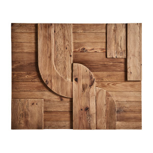 Panel decorativo Crissey de estilo contemporáneo, fabricado en madera de pino reciclado en color marrón.