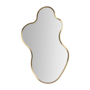 Espejo Vereide de estilo art deco, fabricado en acero en color oro, combinado con espejo.