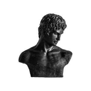 Busto helios de estilo provenzal, fabricado en resina en color negro.