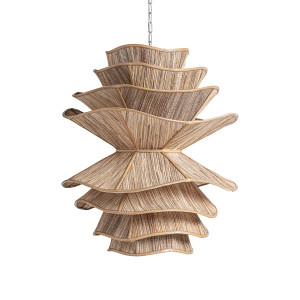 Lámpara de colgar Thenny de estilo boho, fabricado en madera de coco en color marrón.