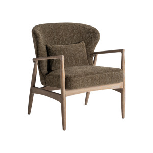 Sillón tarres, en color verde, de estilo contemporáneo. Fabricado en madera de fresno, combinado con poliéster y espuma.