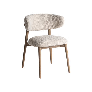 Silla Erlec de estilo contemporáneo, fabricado en madera de fresno en color marrón, combinado con poliéster en color beige y espuma.