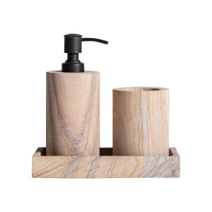 Set de aseo j 3 vesta de estilo contemporáneo, fabricado en mármol en color tonos en marrón.