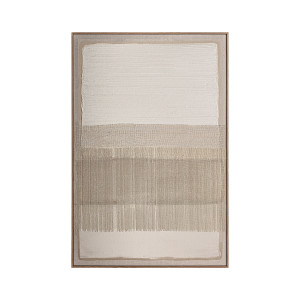 Cuadro Darcy de estilo contemporáneo, fabricado en lienzo en color tonos claros con acabado artesanal, combinado con madera de pino en color marrón.