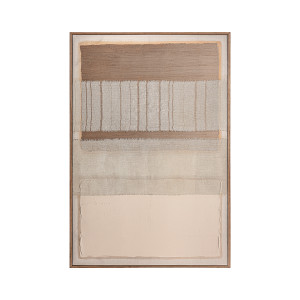 Cuadro Dalmar de estilo contemporáneo, fabricado en lienzo en color tonos en marrón con acabado artesanal, combinado con madera de pino en color marrón.