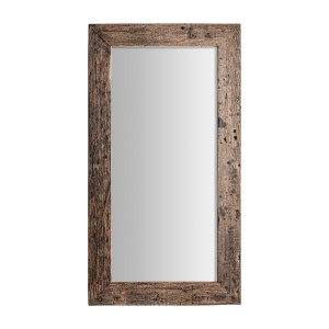 Espejo samsun de estilo colonial, fabricado en madera recuperada en color marrón con acabado envejecido, combinado con espejo.
