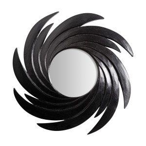 Espejo asp de estilo art deco, fabricado en madera de acacia en color negro, combinado con espejo.