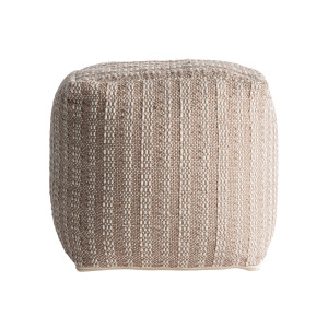 Puff kirho, en color beige, de estilo shabby chic. Fabricado en pet.