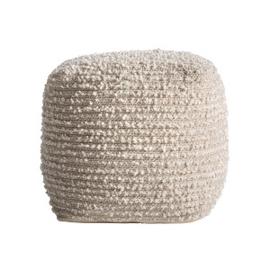 Puff aleph, en color gris, de estilo shabby chic. Fabricado en pet.