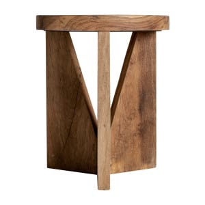 Mesa auxiliar cotard de estilo nórdico, fabricado en madera recuperada en color marrón.
