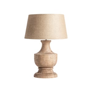Lámpara de sobremesa Beyssac de estilo clásico, fabricado en madera de mango en color marrón, combinado con yute. Producto desmontable.