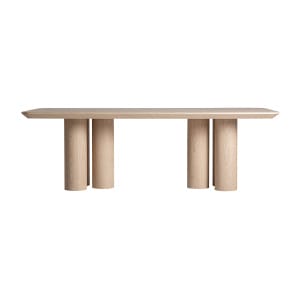 Mesa comedor Prayssac de estilo art deco, fabricado en chapa de roble en color beige, combinado con madera contrachapada y madera dm.