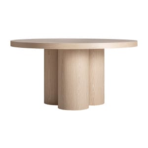 Mesa comedor Prayssac de estilo art deco, fabricado en chapa de roble en color crema, combinado con madera contrachapada y madera dm. Producto desmontable.