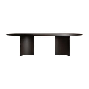 Mesa comedor Neuvic de estilo art deco, fabricado en chapa de roble en color marrón, combinado con madera contrachapada y madera dm. Producto desmontable.
