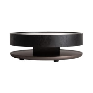 Mesa de centro Breil de estilo art deco, fabricado en madera contrachapada en color negro, combinado con mármol en color blanco.