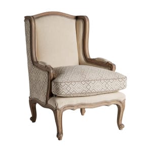 Sillón tulle de estilo colonial, fabricado en madera de mango en color marrón, combinado con poliéster en color beige. Producto desenfundable.