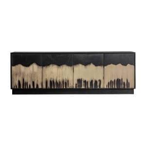 Aparador allevard de estilo art deco fabricado en madera dm en color negro combinado con latón en color marrón.