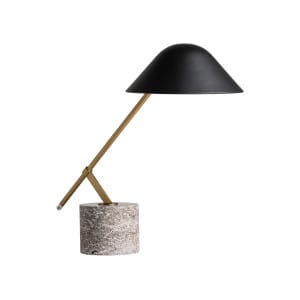 Lámpara de sobremesa Eos de estilo art deco, fabricado en mármol en color gris, combinado con hierro en color oro. Producto desmontable.