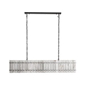 Lámpara de colgar Clio de estilo art deco, fabricado en mármol en color blanco, combinado con hierro en color negro. Producto desmontable.