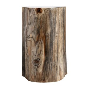 Mesa auxiliar bitche de estilo étnico, fabricado en madera suar en color marrón con acabado natural.