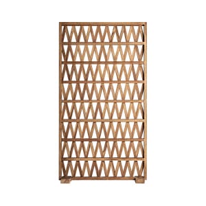 Parabán viriat de estilo boho, fabricado en madera de teka en color marrón.