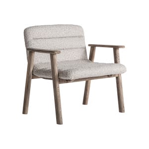 Silla Jacquard de estilo contemporáneo, fabricado en madera de olmo en color marrón claro, combinado con poliéster en color beige.