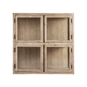 Vitrina modular Masein de estilo colonial, fabricado en madera de olmo en color marrón claro.
