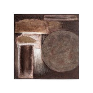 Cuadro Enzo de estilo contemporáneo, fabricado en lienzo en color tonos en marrón con acabado artesanal, combinado con madera de pino en color negro.