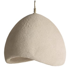 Lámpara de colgar Sibille de estilo contemporáneo, fabricado en resina en color blanco roto con acabado rugoso.