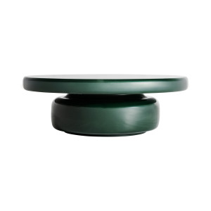 Mesa de centro gory de estilo contemporáneo, fabricado en madera dm en color verde con acabado brillo, combinado con fibra de vidrio en color verde. Producto desmontable.