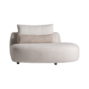 Módulo sofá esquinero Wingles de estilo contemporáneo, fabricado en madera de alerce en color blanco roto, combinado con poliéster en color beige y hierro en color negro. Cojines rellenos de pluma de oca mixta. . Compatible con: 36091,36092.