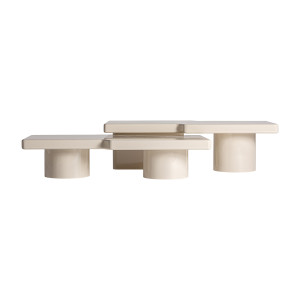 Mesa de centro j 2 Novara de estilo art deco, fabricado en madera dm en color beige con acabado brillo.