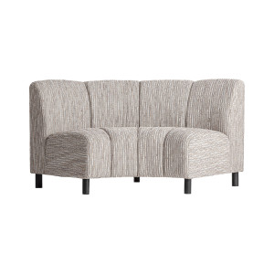 Módulo sofá central Berling de estilo contemporáneo, fabricado en poliéster en color beige con acabado jaspeado, combinado con espuma en color blanco y madera de caucho en color negro.