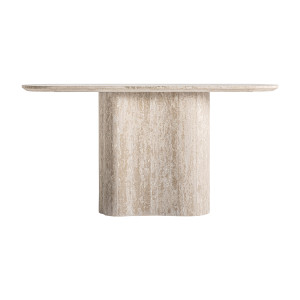 Consola Thiennes de estilo art deco, fabricado en travertino en color beige. Producto desmontable.