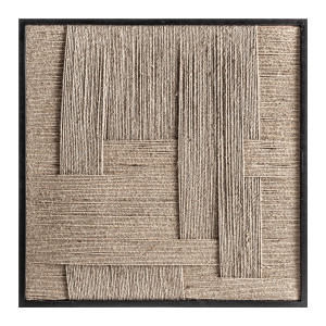 Cuadro Tehuti de estilo contemporáneo, fabricado en yute en color marrón.