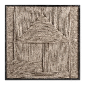 Cuadro Tehuti de estilo contemporáneo, fabricado en yute en color marrón.