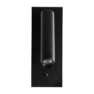 Aplique Nahie de estilo contemporáneo, fabricado en aluminio en color negro, combinado con acero en color negro.