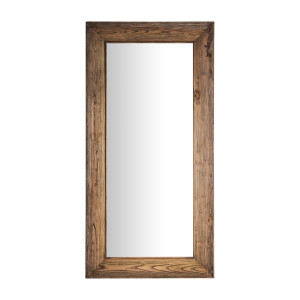 Espejo Norvik de estilo contemporáneo, fabricado en madera de olmo en color marrón, combinado con espejo.