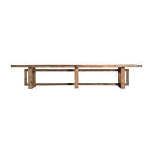Mesa comedor Norvik de estilo contemporáneo, fabricado en madera de olmo en color marrón. Producto desmontable.