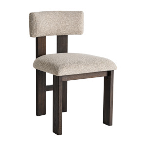 Silla Evje de estilo contemporáneo, fabricado en poliéster en color beige, combinado con madera de fresno en color negro y espuma.