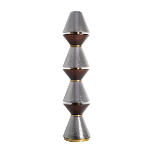 Lámpara de pie Narel de estilo vintage, fabricado en cristal en color gris, combinado con hierro en color oro.