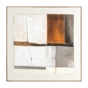 Cuadro Unai de estilo contemporáneo, fabricado en lienzo en color tonos en marrón, combinado con madera de pino en color marrón.