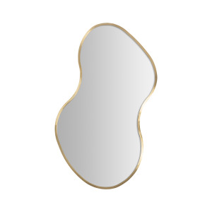 Espejo Rinhe de estilo art deco, fabricado en acero en color oro, combinado con espejo.