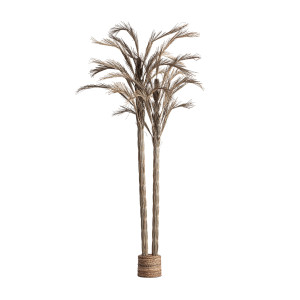 Planta Areca de estilo boho, fabricado en fibra natural en color tonos neutros. Producto desmontable.