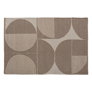 Alfombra Nohara de estilo clásico, fabricado en lana en color beige, combinado con viscosa en color blanco roto.